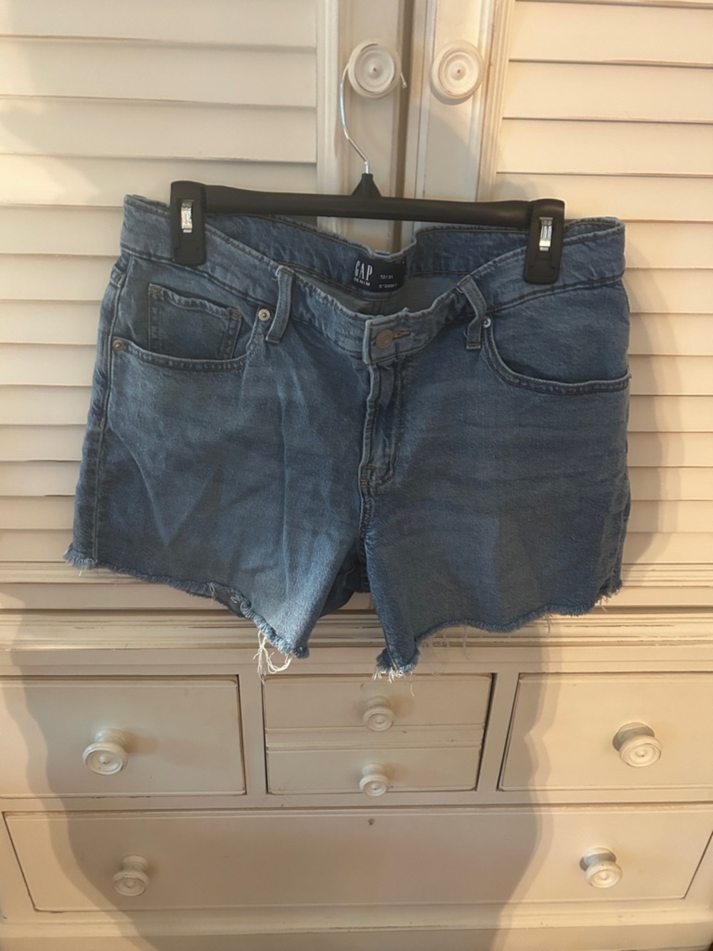 GAP Light Blue Denim Shorts with Frayed Hem- size 12